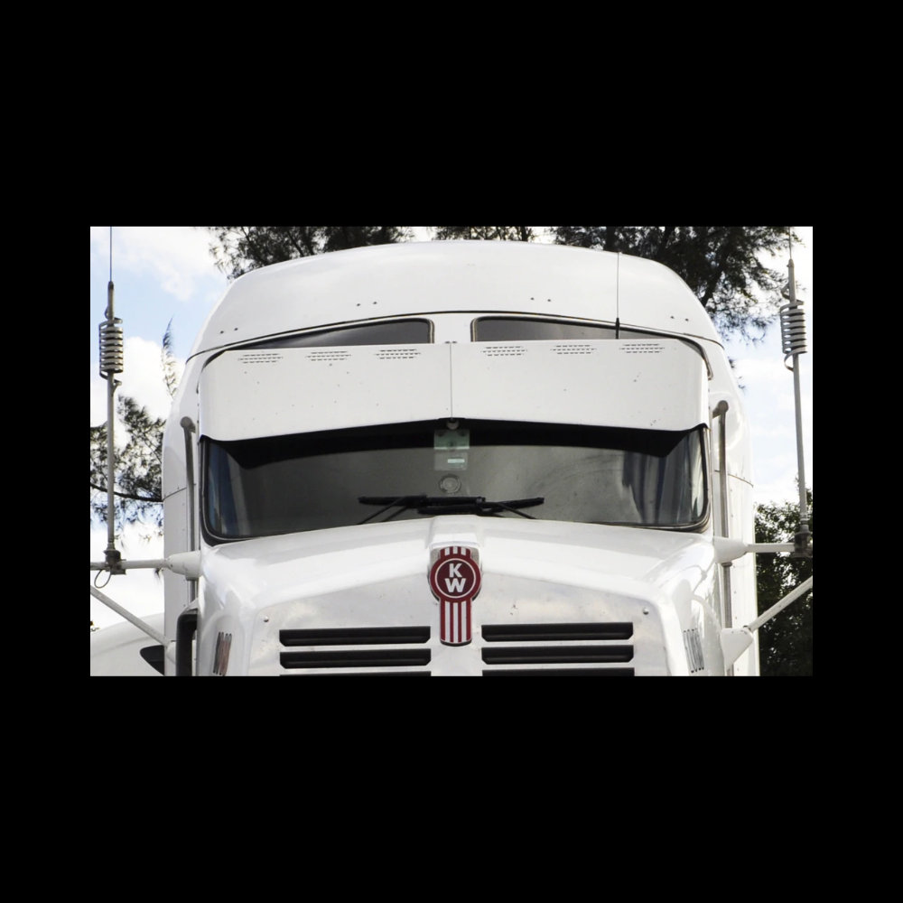 Visor Bowtie 6 Hidden Light Holes Fits Curved Glass Kenworth T600, T660, T800, W900. 12-1/2” Reduced 7-3/4”