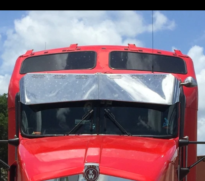 Visor Bowtie 6 Hidden Light Holes Fits Curved Glass Kenworth T600, T660, T800, W900. 12-1/2” Reduced 7-3/4”