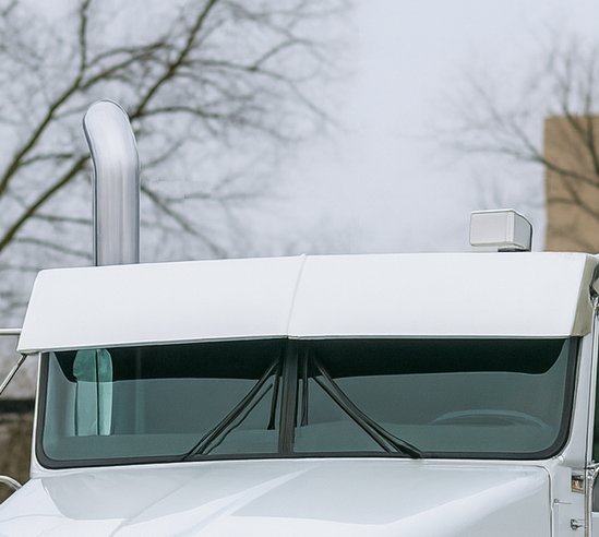 Visor Drop 13" Fits Kenworth with Factory Fiberglass Visor. Curved Glass