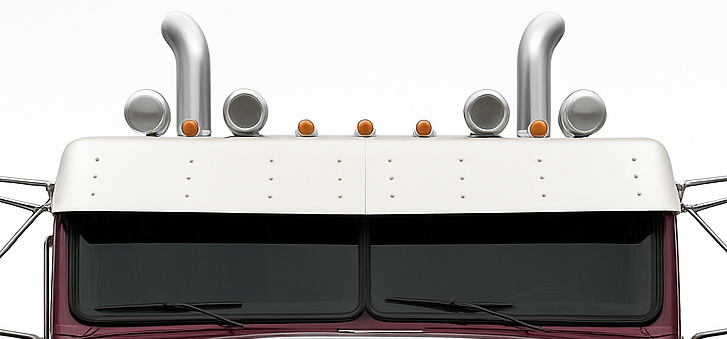 Visor Gangster 15" Stainless Steel Freightliner Flat Top Classic / FLD  - Door Mounted Mirros (1991+)