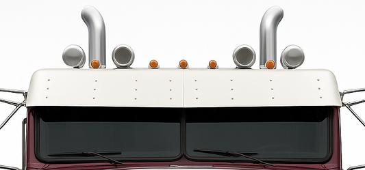 Visor Gangster 15" Stainless Steel Freightliner Flat Top Classic / FLD  - Door Mounted Mirros (1991+)