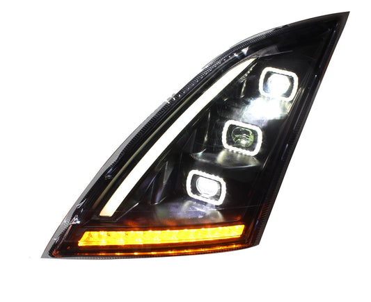 VOLVO VN/ VNL 2018+ LED HEADLIGHT W/ HALO & SEQUENTAIL TURN SIGNAL BLACK (DRIVER)