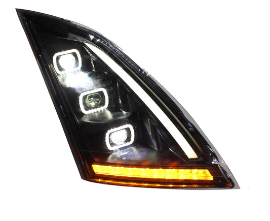 VOLVO VN/ VNL 2018+ LED HEADLIGHT W/ HALO & SEQUENTAIL TURN SIGNAL BLACK (PASSENGER)