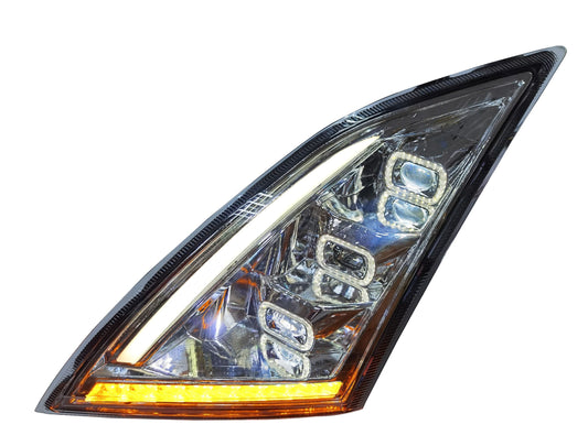 VOLVO VN/ VNL 2018+ LED HEADLIGHT W/ HALO & SEQUENTAIL TURN SIGNAL CHROME (DRIVER)