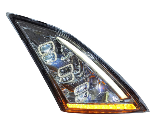 VOLVO VN/ VNL 2018+ LED HEADLIGHT W/ HALO & SEQUENTAIL TURN SIGNAL CHROME (PASSENGER)