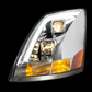 Volvo VN/VNL Chrome Projector Headlight W/White High Power LED Poisition/Daytime Running Light - Driver