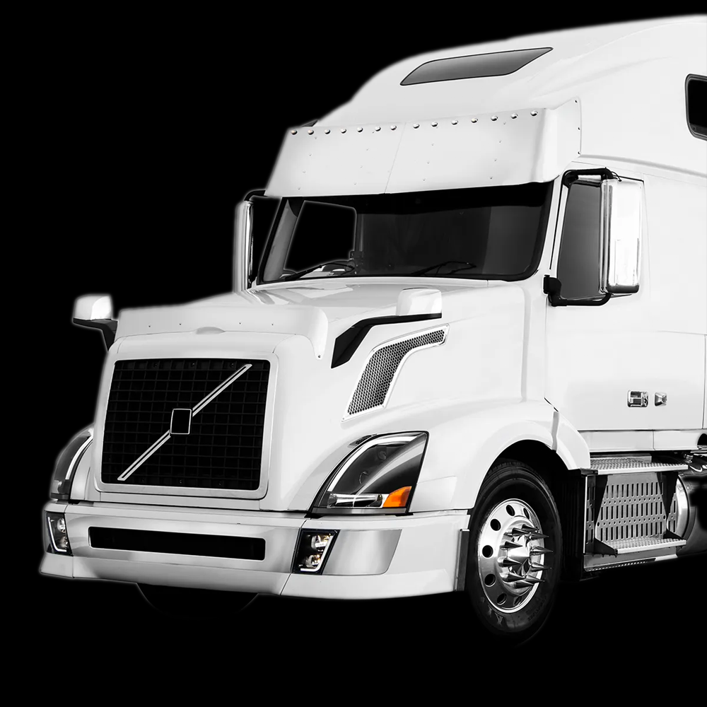Volvo VN/VNL Chrome Projector Headlight W/White High Power LED Poisition/Daytime Running Light - Driver