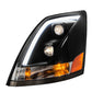 Volvo VN/VNL Matte Black Projector Headlight W/White High Power LED Position/Daytime Running Light  Driver