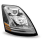 Volvo VNL Halogen Projector Chrome Headlight Assembly wit LED