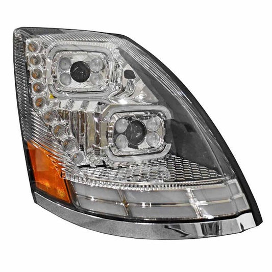 Volvo VNL VT 2004-2018 Full LED Chrome Projection Headlight With Halo Ring And Sequential Turn Signal (Passenger side)