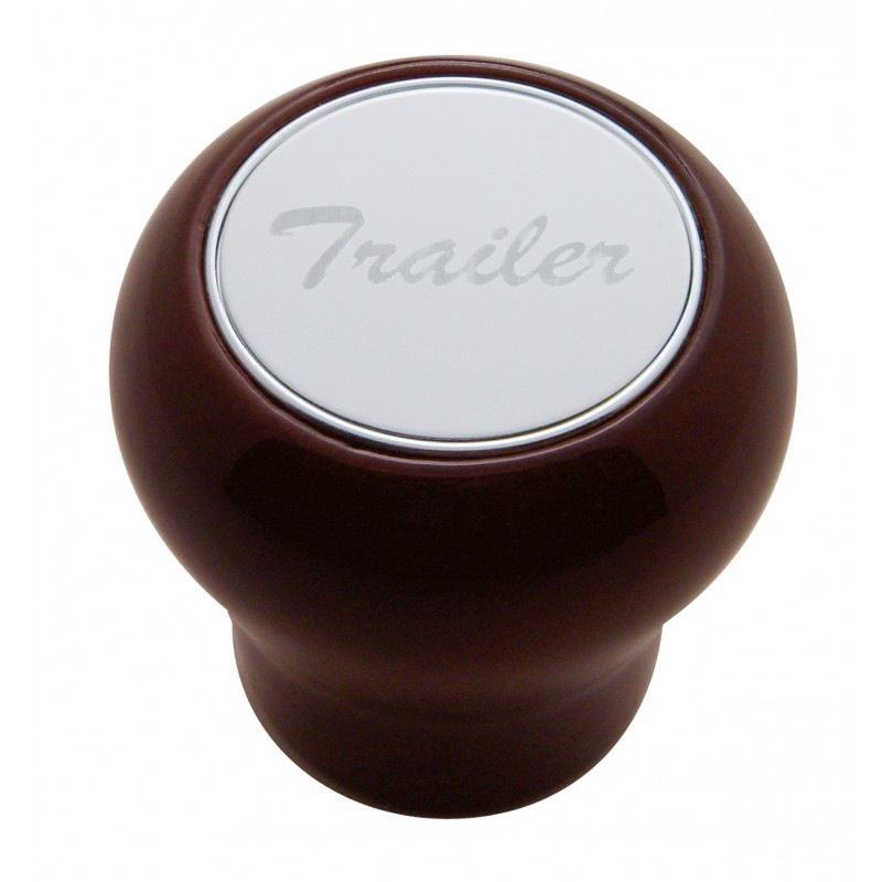 Trailer Wood Air Valve Knob - Stainless Plaque Cab Interior