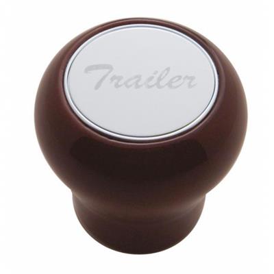 Wood Air Valve Knob W/ Stainless Steel "Trailer" Plaque.