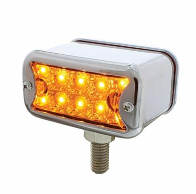 10 LED Dual Function T Mount Reflector Double Face Light With Bezel - Amber & Red LED/Amber & Red Lens