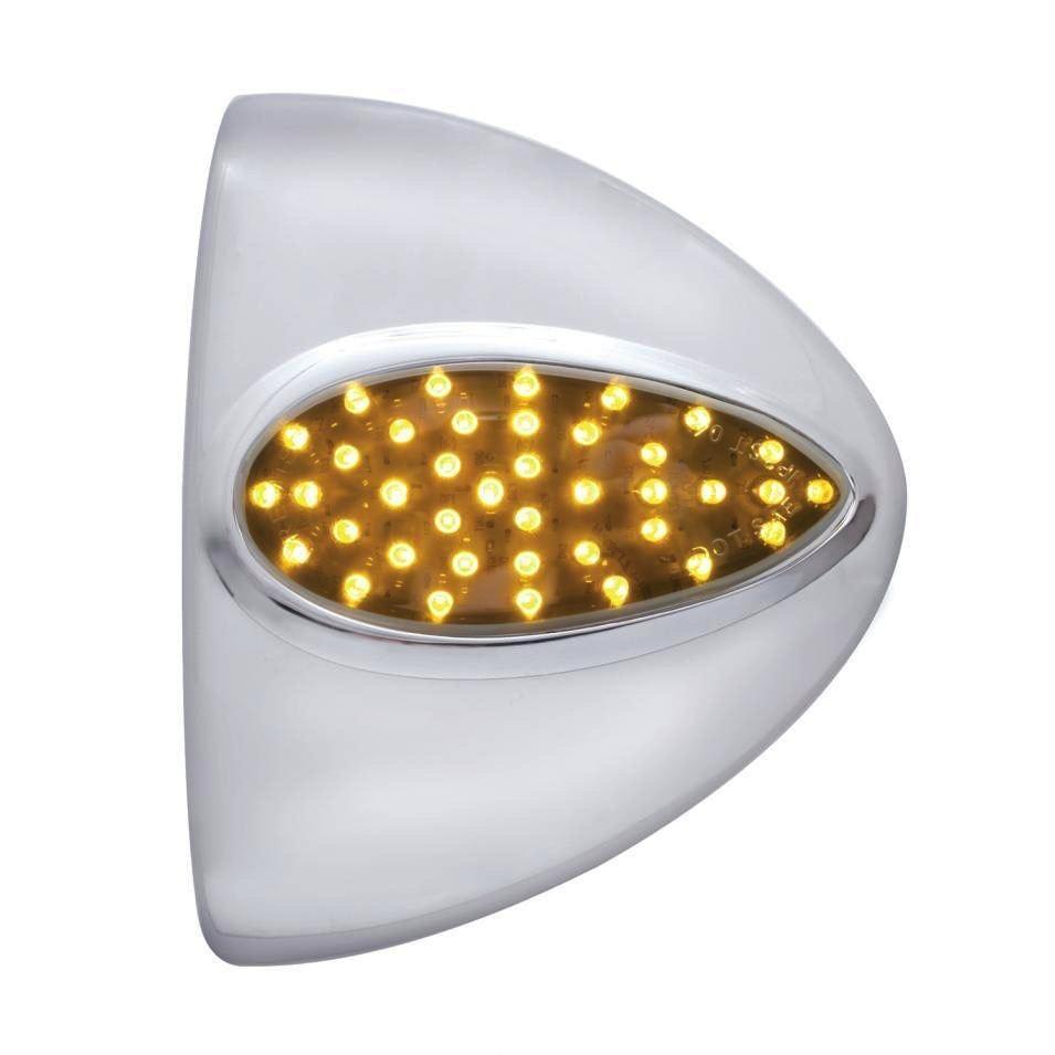 39 Led Teardrop Headlight Turn Signal Cover - Amber Led/chrome Lens - Lighting & Accessories