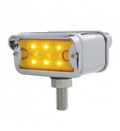 6 LED Dual Function T Mount Double Face Light W/ Horizontal Visor - Amber & Red LED/Amber & Red Lens