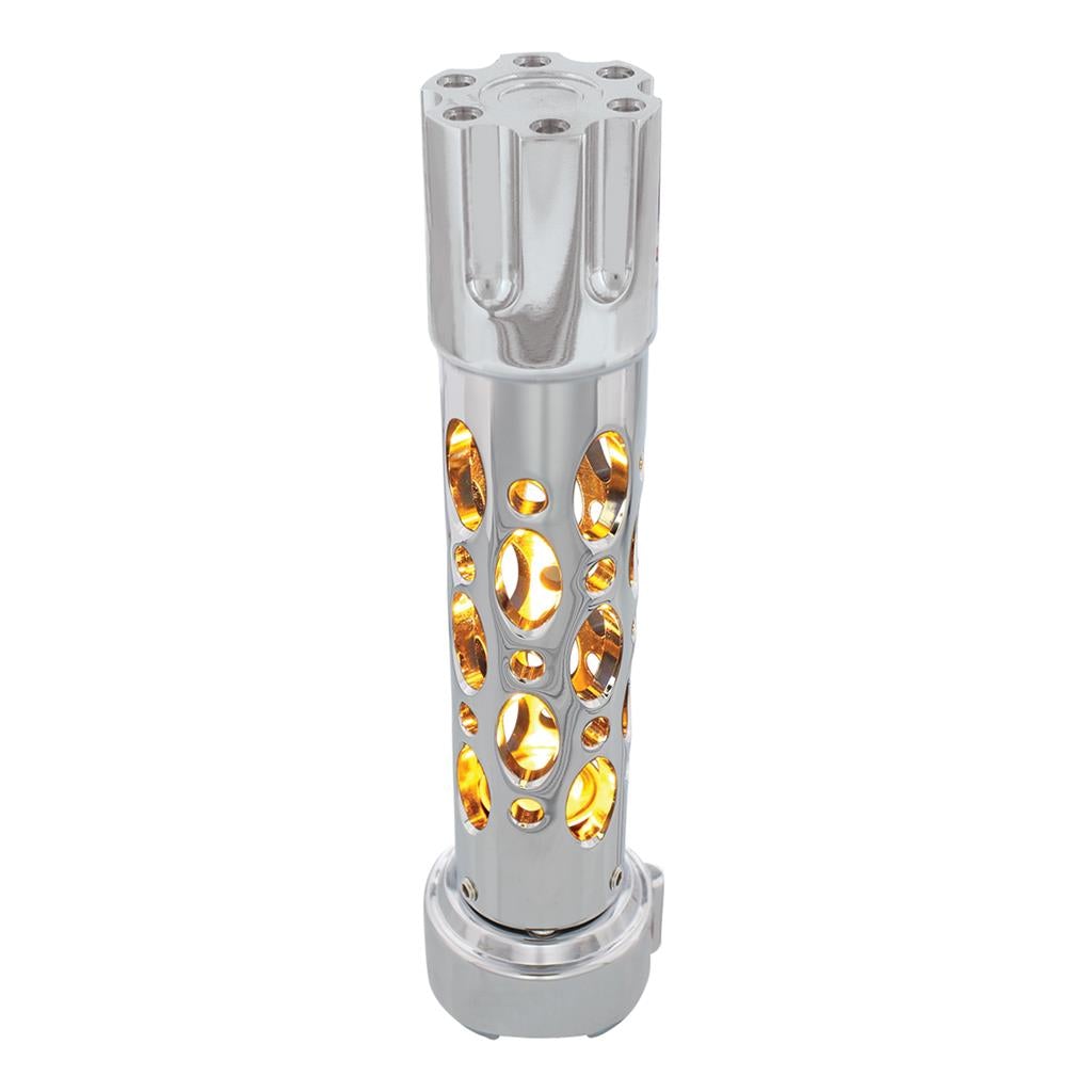Chrome ''Austin'' 9/10 Speed Gun Cylinder Gearshift Knob w/ High Power LED - Amber