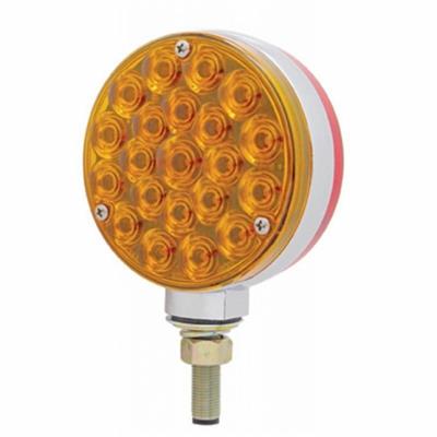 Chrome Double Face 21 Amber/Red Led Auxiliary Signal Light - Amber/Red Bubble Lens