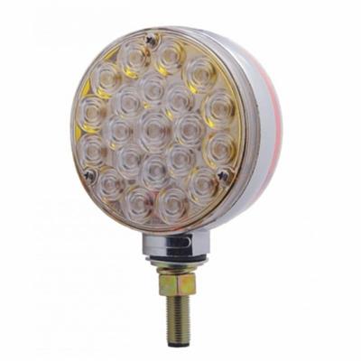 Chrome Double Face 21 Amber/Red Led Auxiliary Signal Light - Clear Bubble Lens