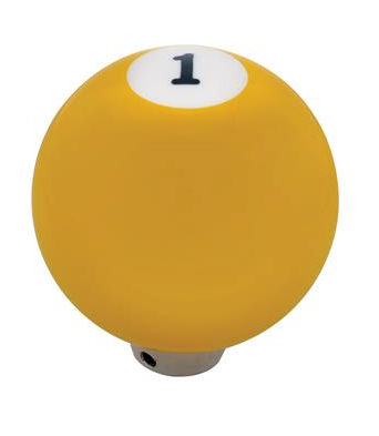 Number 1 Pool Ball Gearshift Knob - Gloss Yellow.