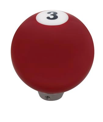 Number 3 Pool Ball Gearshift Knob - Gloss Red