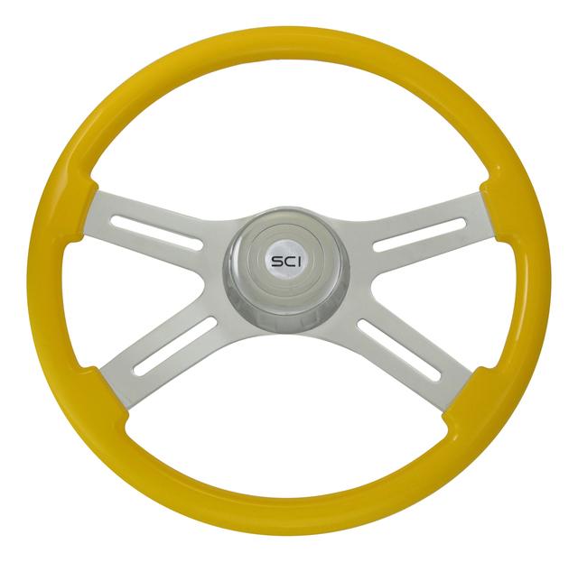 Steering Wheel 18"  Classic 4 Spoke Wood Yellow Steering Wheel
